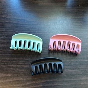 Kids Hair Claw Clips Set - Black, Pink, Green